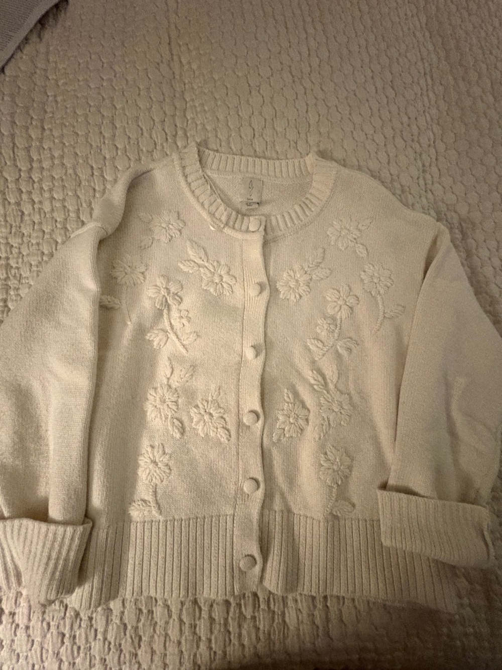 JOIE sweater, off white. beautiful embroidery!  soft, adorable!